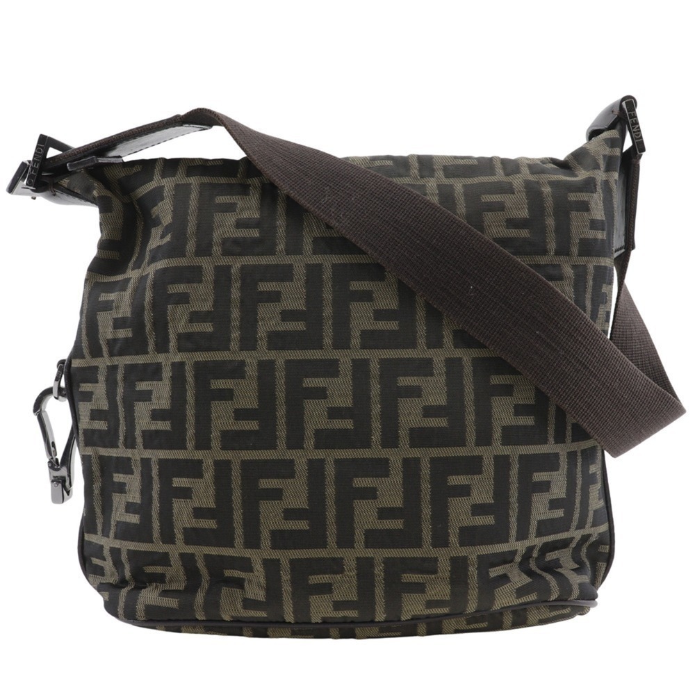 FENDI Brown Canvas Zucca Shoulder Bag
